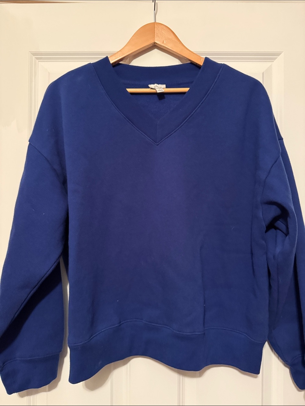 J. Crew V-Neck Sweatshirt in Deep Blue